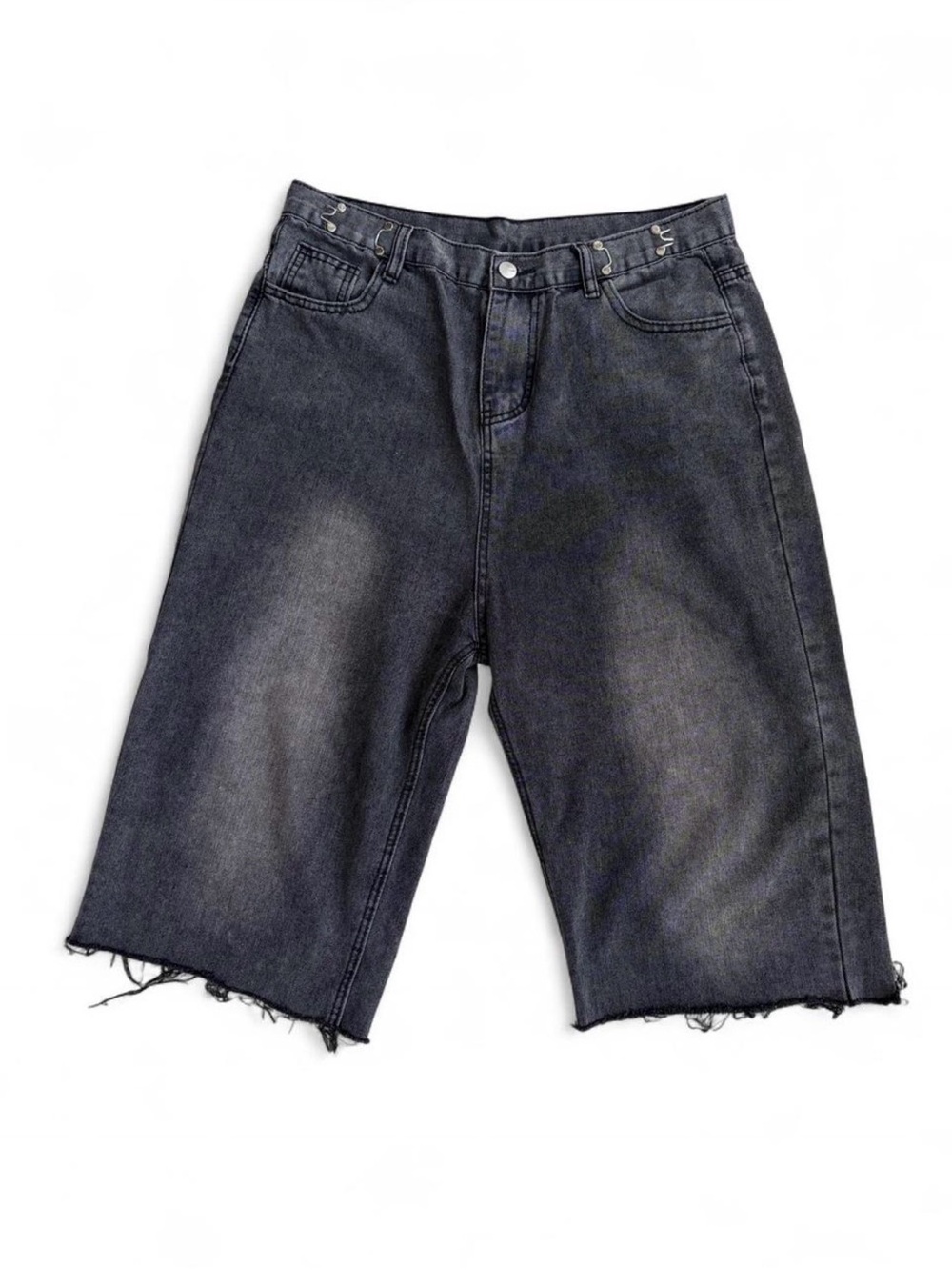 grunge dark grey baggy denim shorts jorts size XL